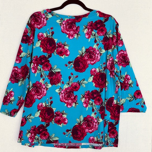 The‎ Pioneer Woman XXL Floral Print 3/4 Sleeve V-Neck Blouse Top - Picture 4 of 7